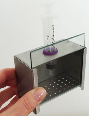 Syringe ring in use on Bee Study Cage